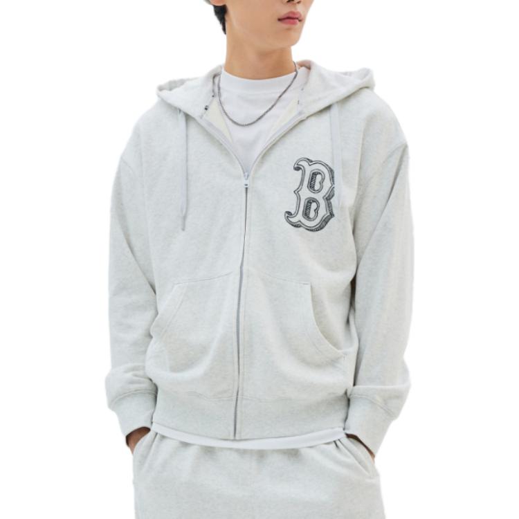 MLB Boston Red Sox Oversized Zip Hoodie Jacket Loose Fit Gray 3ATRB0334-43MGL 圖 6