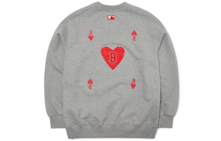 MLB Boston Red Sox Poker Heart Embroidered Sweatshirt Unisex Grey 3AMTH0114-43MGS