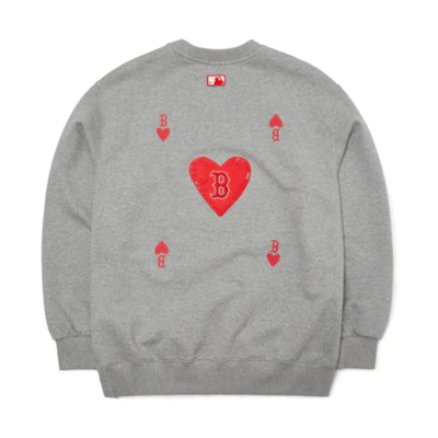 MLB Boston Red Sox Poker Heart Embroidered Sweatshirt Unisex Grey 3AMTH0114-43MGS