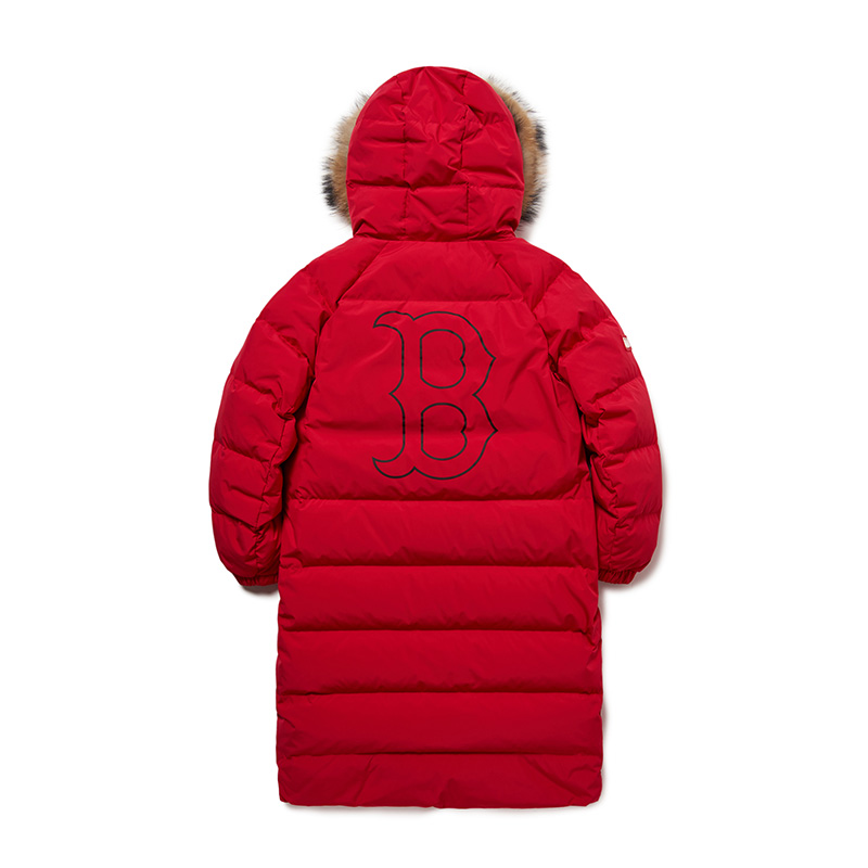 Lookbook MLB波士顿红袜红色情侣长款羽绒服连帽外套男女款 3ADJJ0316-43RDS