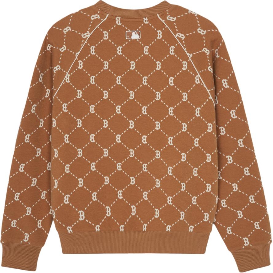 MLB Boston Red Sox Retro Crewneck Pullover Sweatshirt Unisex Beige 3AMTM0144-43CAS 圖 3