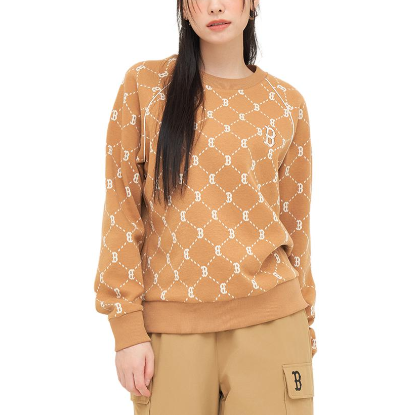 MLB Boston Red Sox Retro Crewneck Pullover Sweatshirt Unisex Beige 3AMTM0144-43CAS 圖 4