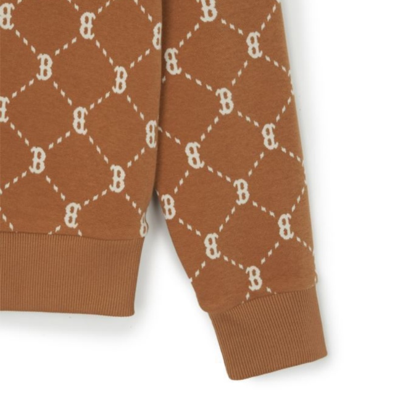 MLB Boston Red Sox Retro Crewneck Pullover Sweatshirt Unisex Beige 3AMTM0144-43CAS 圖 6