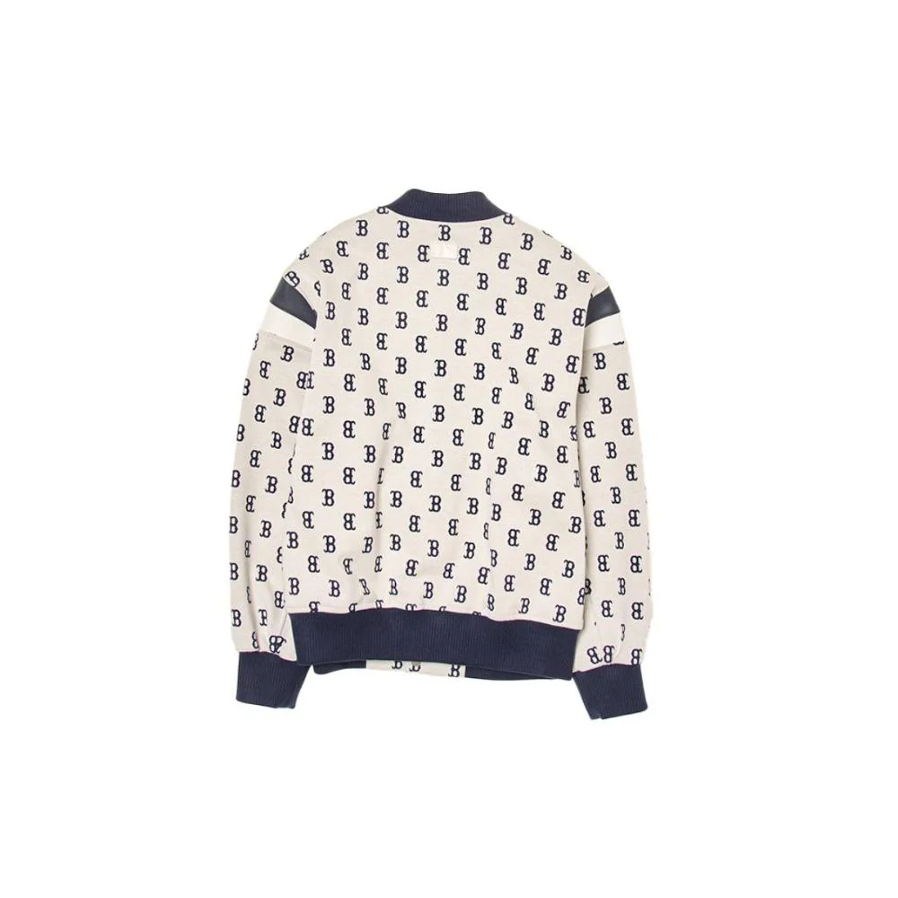 MLB Boston Red Sox Retro Letter Logo Button-Up Varsity Jacket Cream Unisex 3AJPM0344-43CRD 圖 3