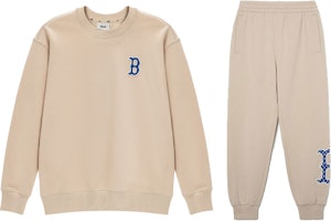MLB Boston Red Sox Retro Pullover Crewneck Sweatshirt & Jogger Set Beige Unisex 3AMTM0831-43BGL MLB Boston Red Sox Retro Pullover Crewneck Sweatshirt & Jogger Set Beige Unisex 3AMTM0831-43BGL