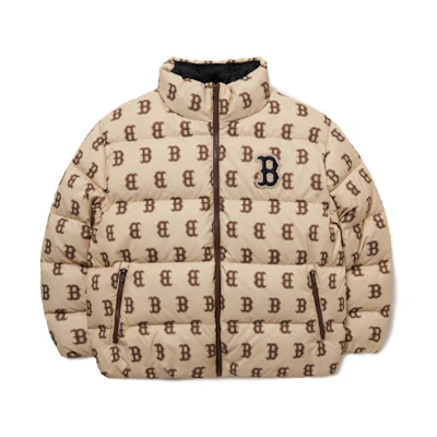 MLB Boston Red Sox Small Logo Puffer Jacket Khaki Unisex Short Style. 3ADJM0116-43BGS