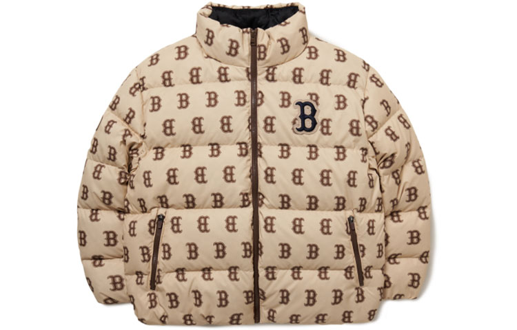 Order MLB波士頓紅襪小標誌短版卡其羽絨外套男女皆適穿。 3ADJM0116-43BGS