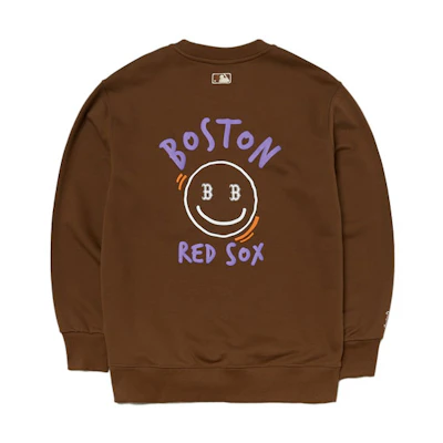 MLB Boston Red Sox Smiley Face Crewneck Sweatshirt Brown Unisex Casual 3AMTL0514-43BRS