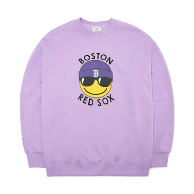 MLB Boston Red Sox Smiley Graphic Crewneck Sweatshirt Unisex Purple 3AMTN0424-43LDL