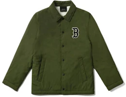 MLB Boston Red Sox Solid Logo Fleece Retro Coach Jacket Unisex Military Green 31JP07061-43K MLB Boston Red Sox Solid Logo Fleece Retro Coach Jacket Unisex Military Green 31JP07061-43K
