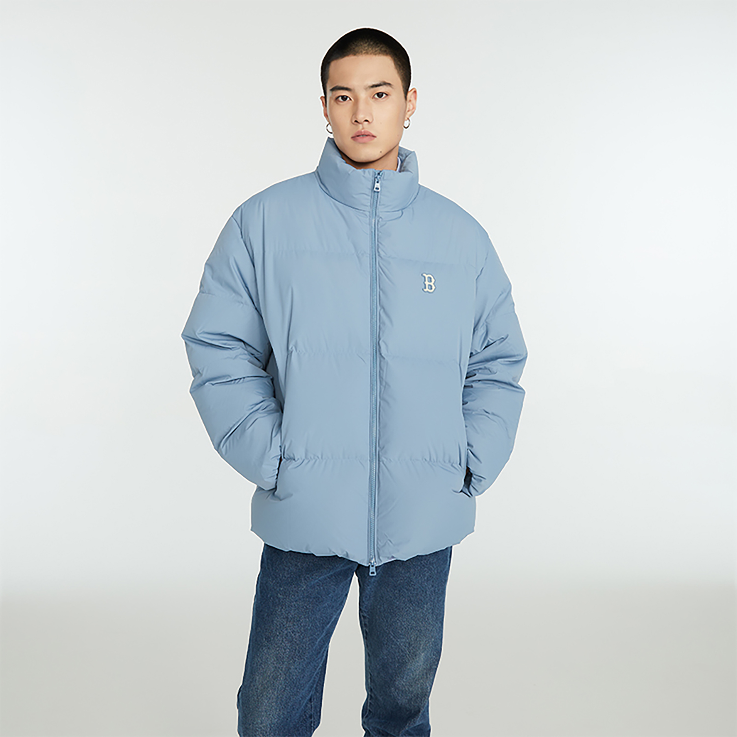 MLB Boston Red Sox Solid Logo Patch Puffer Jacket Unisex Long Sleeve 3ADJB0336-43BLP 圖 4