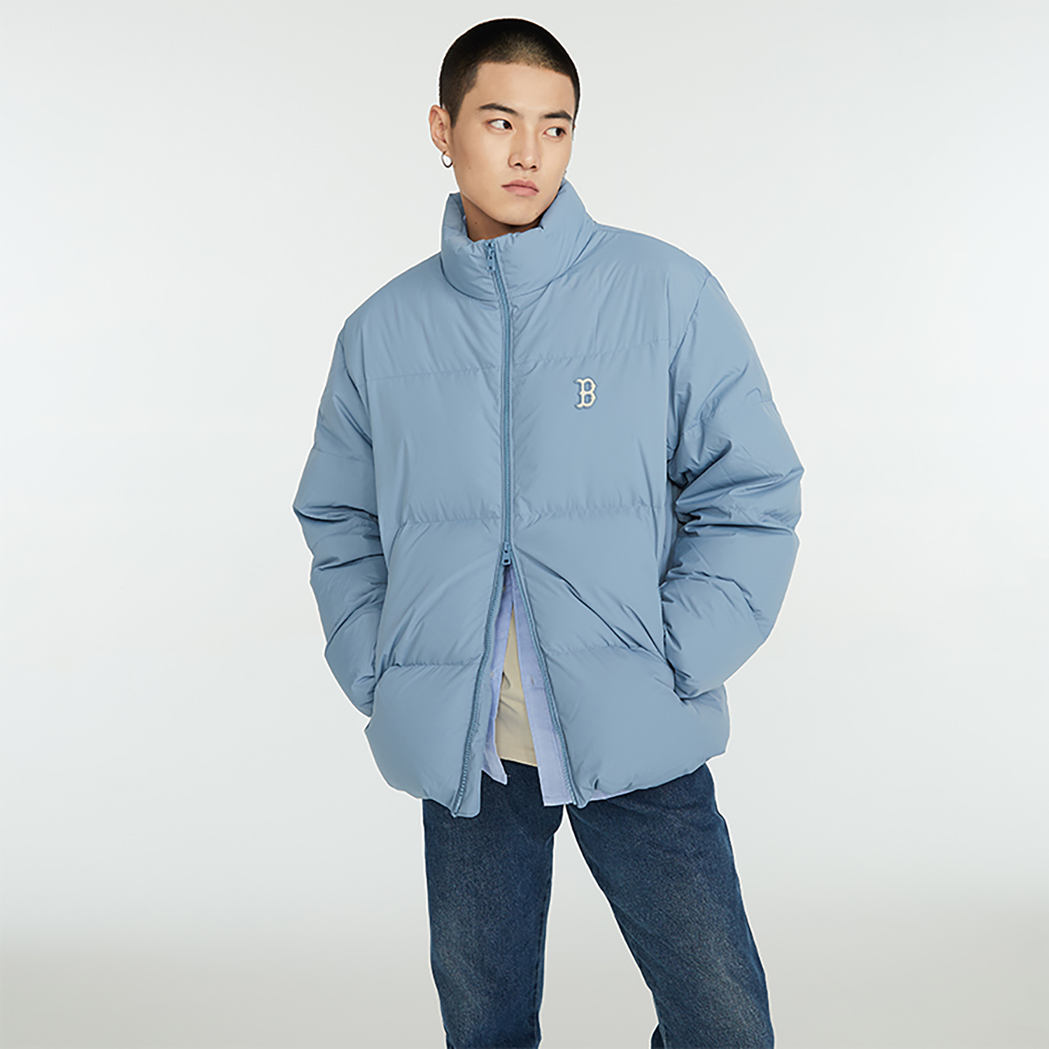 MLB Boston Red Sox Solid Logo Patch Puffer Jacket Unisex Long Sleeve 3ADJB0336-43BLP 圖 7