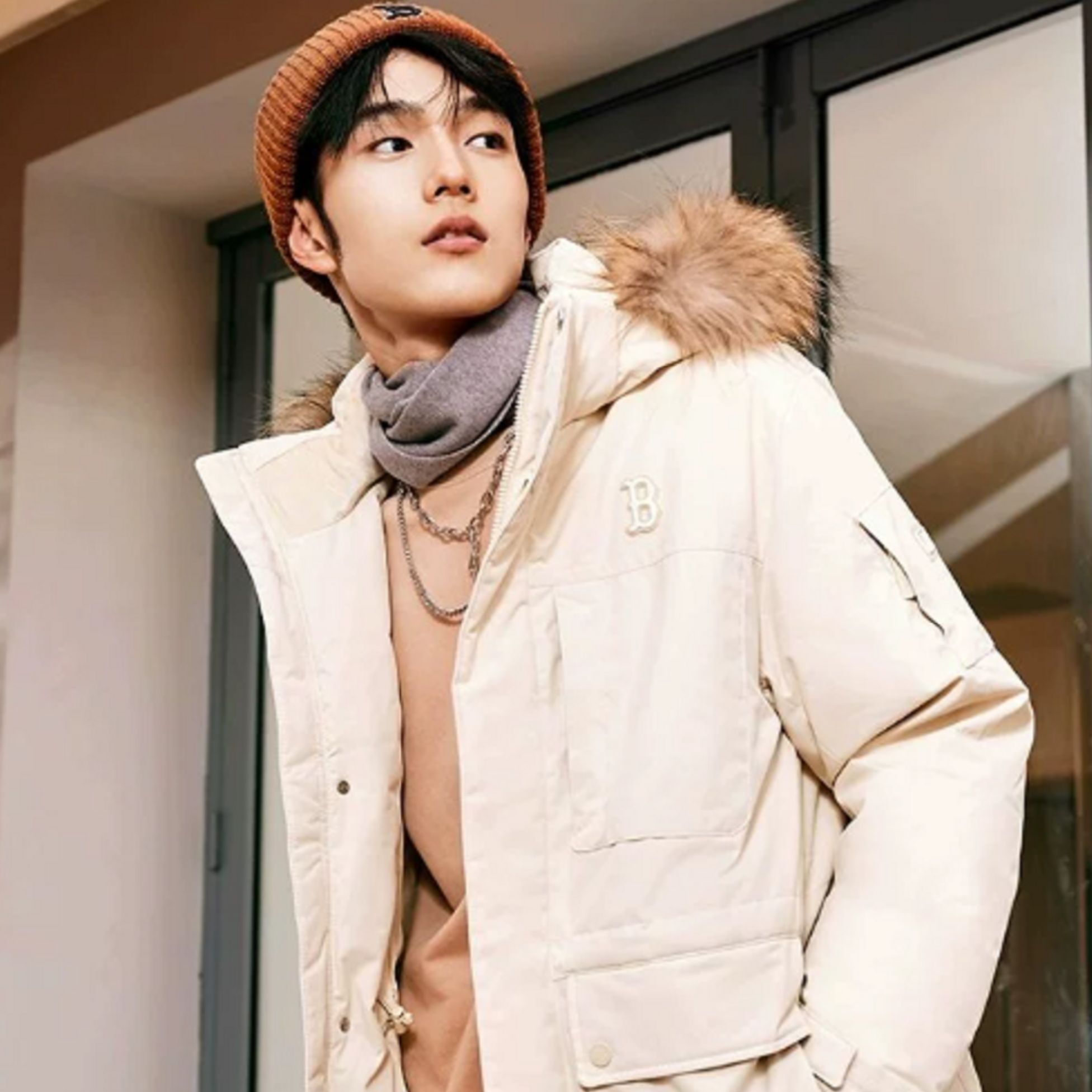 MLB Boston Red Sox Unisex Long Puffer Jacket Hoodie - Loose Fit 3ADJB0836-43BGL 圖 5