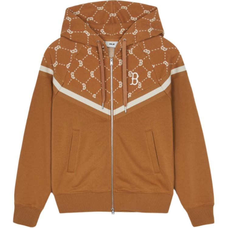 MLB Boston Red Sox Unisex Oversized Zip-Up Hoodie Sweatshirt Beige 3ATRM0144-43CAS