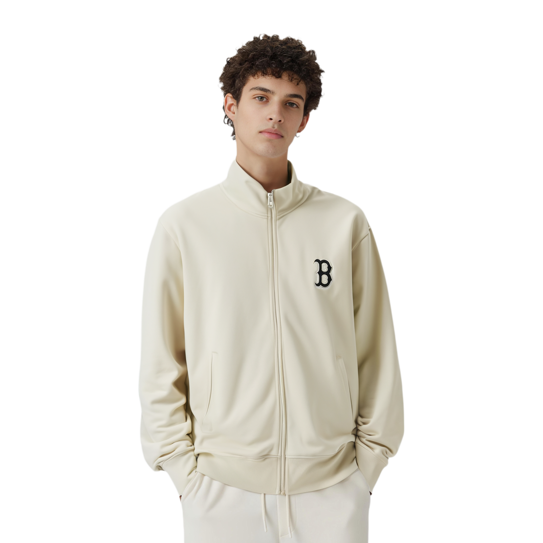 MLB Boston Red Sox Unisex Soft Long Sleeve Casual Jacket in Cream Color 3ATRB0244-43CRD 圖 4