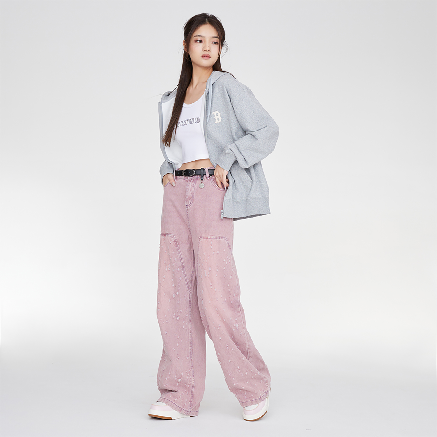 MLB Boston Red Sox Urbanage Grey Hoodie Zip Jacket FW23 Unisex Pullover. 3ATRB0134-43MGS 圖 4