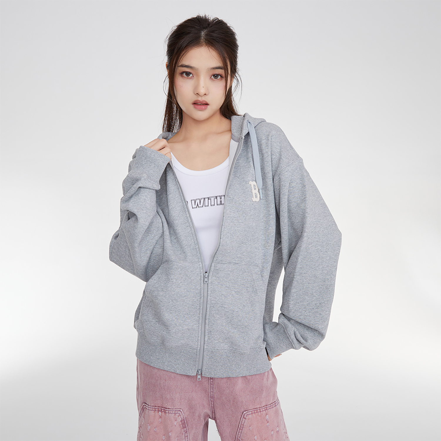 MLB Boston Red Sox Urbanage Grey Hoodie Zip Jacket FW23 Unisex Pullover. 3ATRB0134-43MGS 圖 8