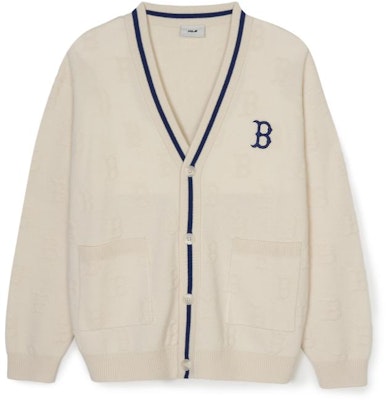 MLB Boston Red Sox V-Neck Knit Sweater Cream Unisex Jacquard Design. 3AKCM0344-43CRD Order MLB Boston Red Sox V-Neck Knit Sweater Cream Unisex Jacquard Design. 3AKCM0344-43CRD