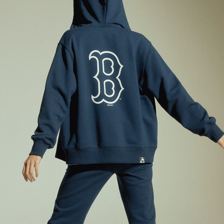 MLB Boston Red Sox Zip-Up Hoodie Navy Unisex Jacket 31TR03111-43N 圖 5