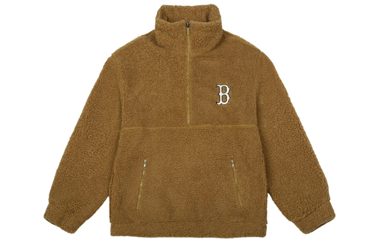 MLB Brown Sherpa Half-Zip High-Collar Loose Unisex Sweatshirt 31MTF3061-43A