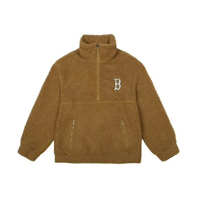 MLB Brown Sherpa Half-Zip High-Collar Loose Unisex Sweatshirt 31MTF3061-43A