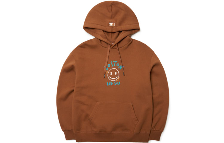 MLB Brown Smiley Face Printed Drawstring Hoodie Unisex Gift Recommendation 3AHDL5116-43BRS