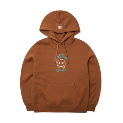 MLB Brown Smiley Face Printed Drawstring Hoodie Unisex Gift Recommendation 3AHDL5116-43BRS