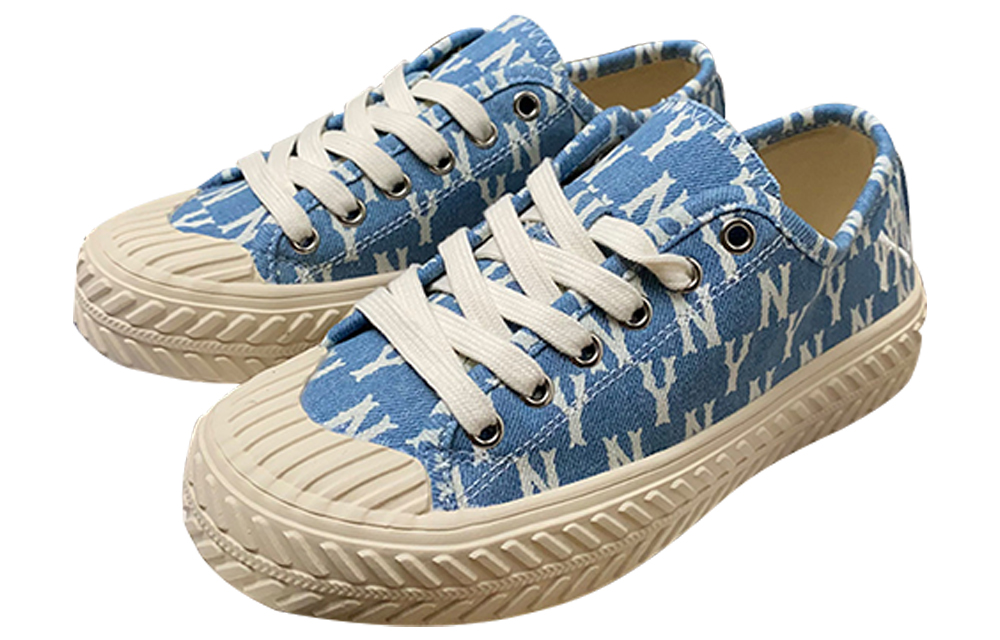 Buy MLBキャンバス厚底スニーカー「ロゴ青白」 32HPM011