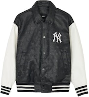 MLB Cara Varsity SS24 New York Yankees Black Button Logo Patch Jacket Unisex. 3AJPM0241-50BKS MLB Cara Varsity SS24 New York Yankees Black Button Logo Patch Jacket Unisex. 3AJPM0241-50BKS