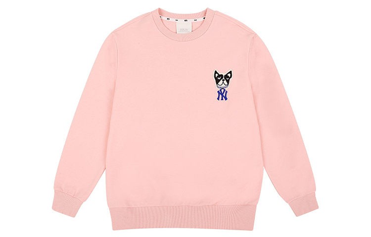 MLB Cartoon Dog Embroidery Crewneck Sweatshirt Unisex Pink 31MTC1011-50P