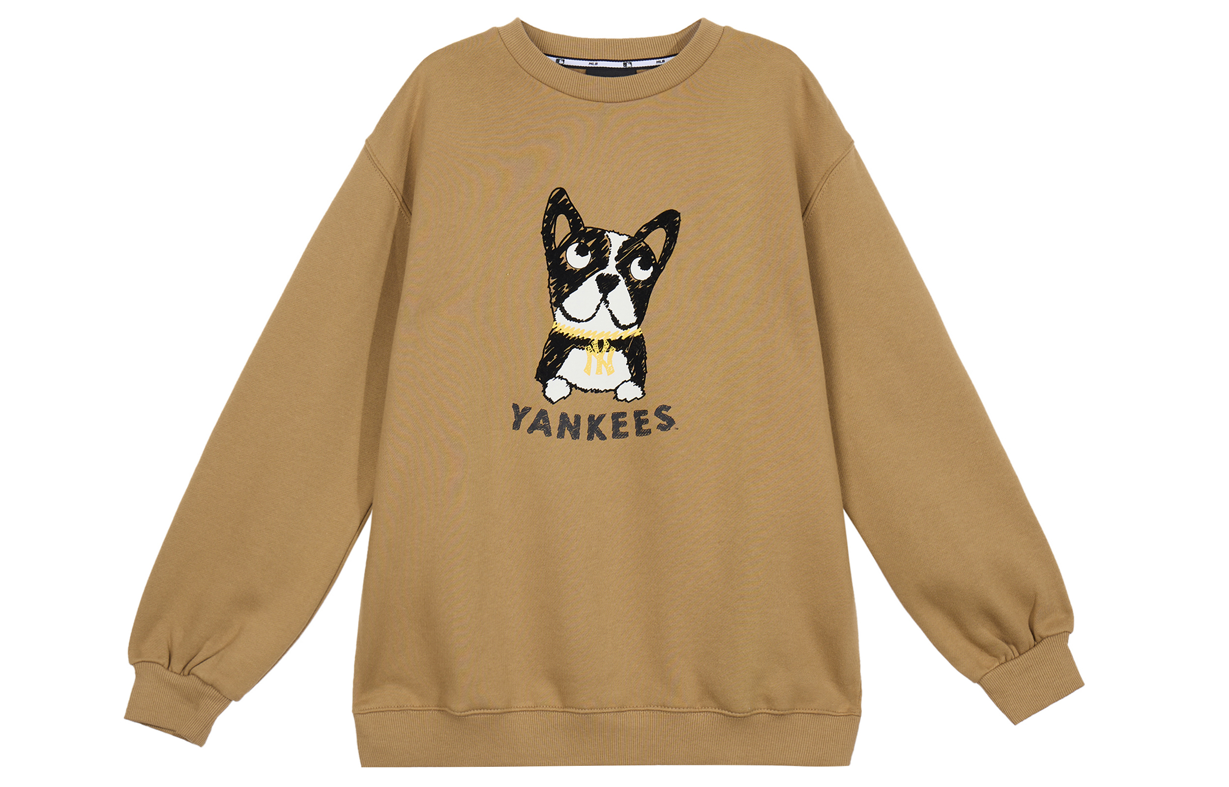 MLB Cartoon Dog Fleece Logo Crewneck Sweatshirt Unisex Camel 31MTC8961-50B