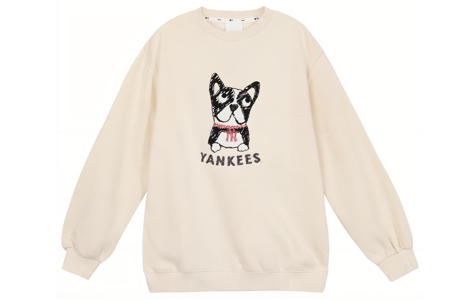 MLB Cartoon Dog Graphic Logo Fleece Crewneck Sweatshirt Unisex - White 31MTC8961-50I