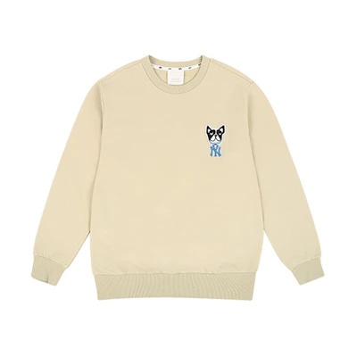 MLB Cartoon Series Embroidered Dog Crewneck Sweatshirt Unisex Khaki 31MTC1011-50B