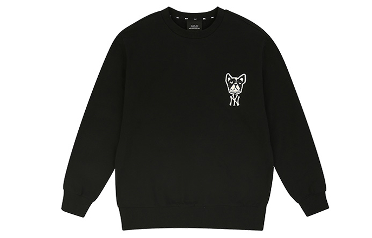 MLB Cartoon Series Embroidered Dog Crewneck Sweatshirt Unisex Black 31MTC1011BLACK
