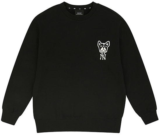 mlb-cartoon-series-embroidered-dog-crewneck-sweatshirt-unisex-black-31-mtc-1011-black
