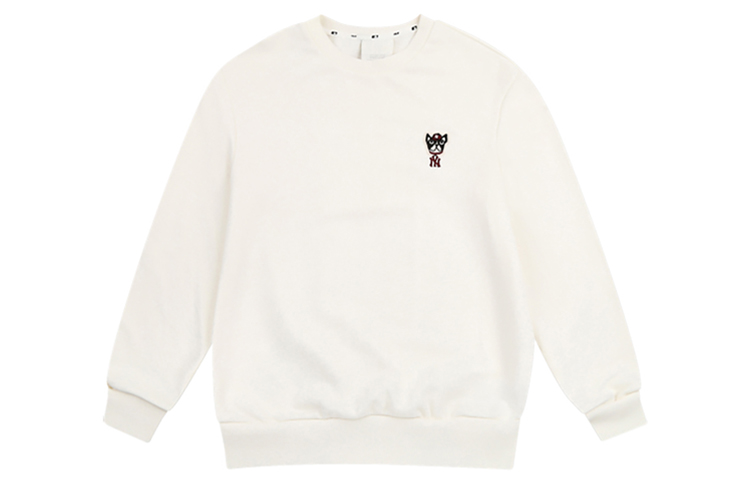 MLB Cartoon Series Ivory Crewneck Sweatshirt with Embroidered Dog Design 31MTC1941-50I