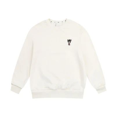 MLB Cartoon Series Ivory Crewneck Sweatshirt with Embroidered Dog Design 31MTC1941-50I