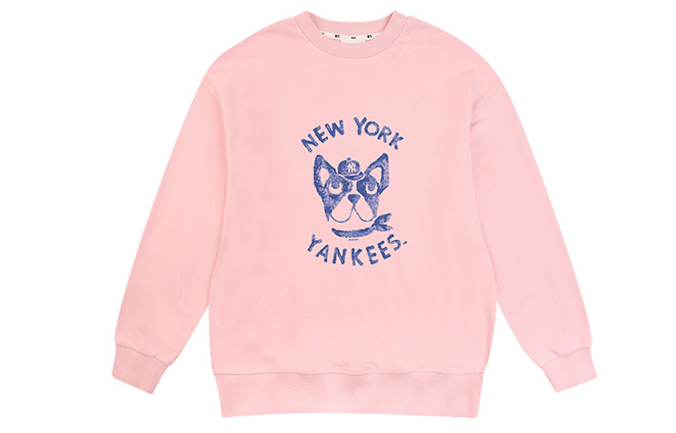 MLB Cartoon Series Pink Crewneck Pullover Sweatshirt Unisex Casual Fit 31MTC2011POWDER
