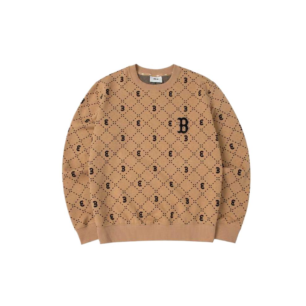 MLB Casual Breathable Crewneck Pullover Sweatshirt Unisex - Camel Brown 3AMTM0134
