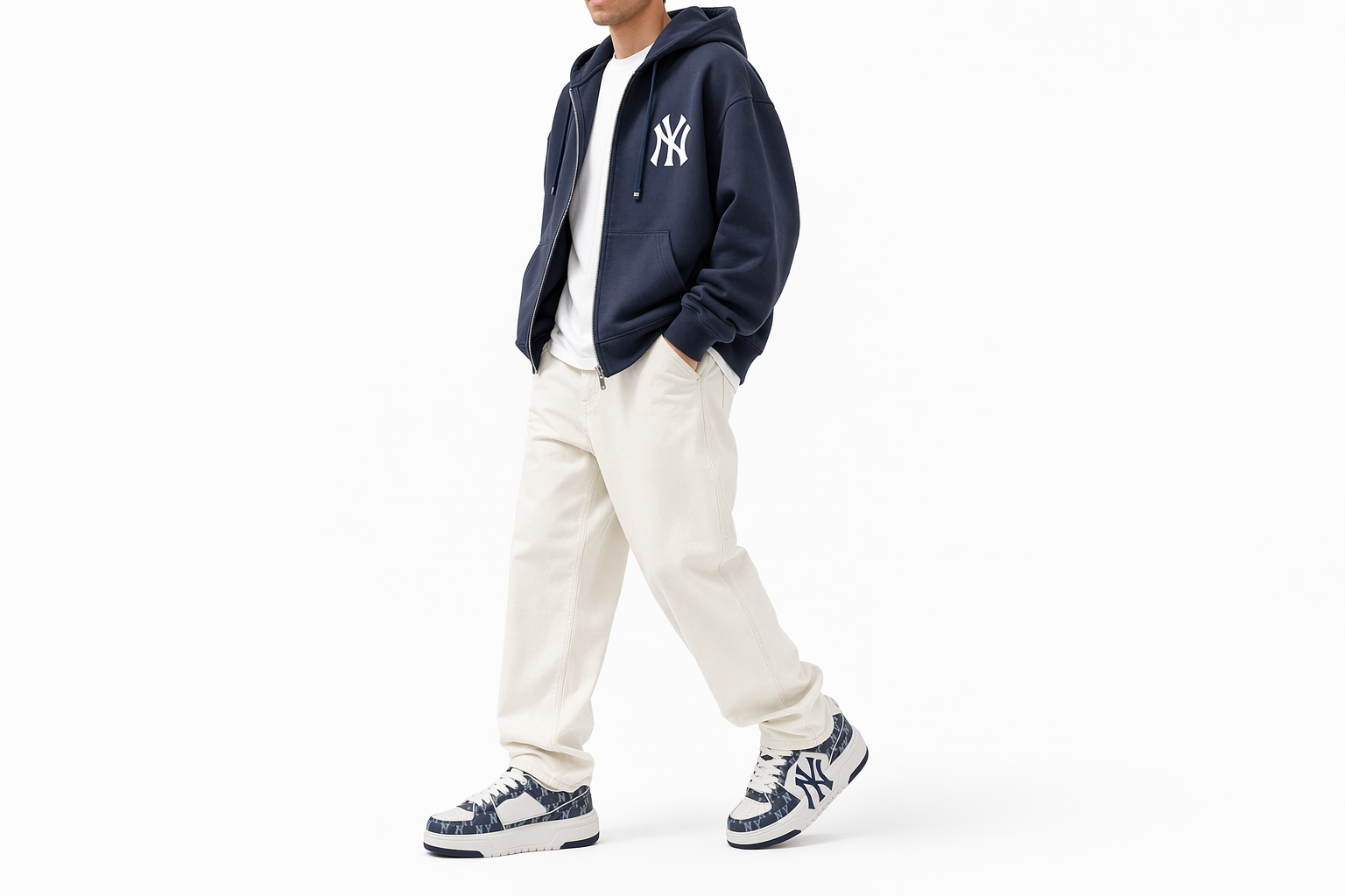 Order MLB Chunky Classic Denim Monogram New York Yankees ''Navy'' Sneakers 3ASXCLD4N-50NYS
