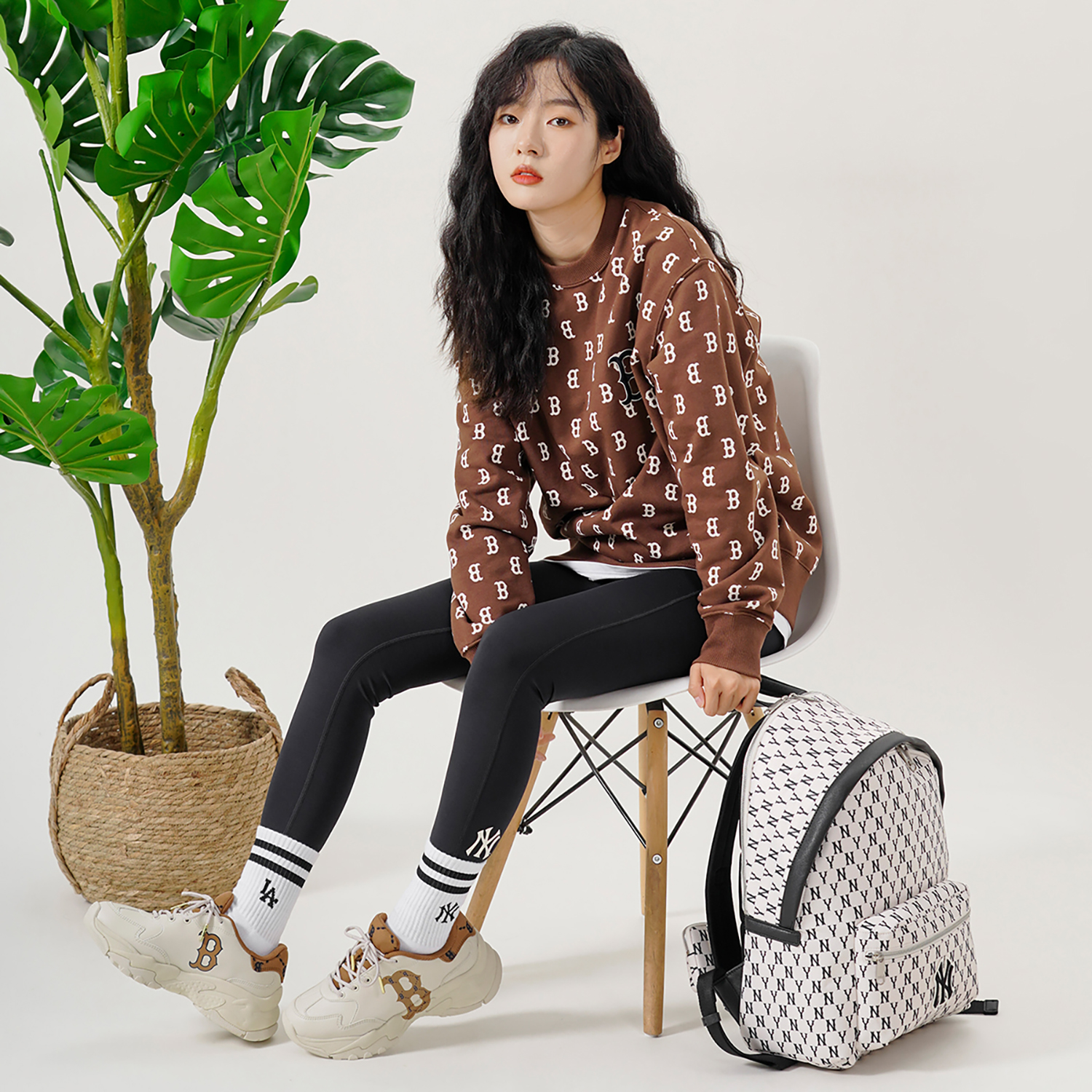 Details for MLB厚底鞋‘复古字母米色’ 3ASHCDM2N-43BGD