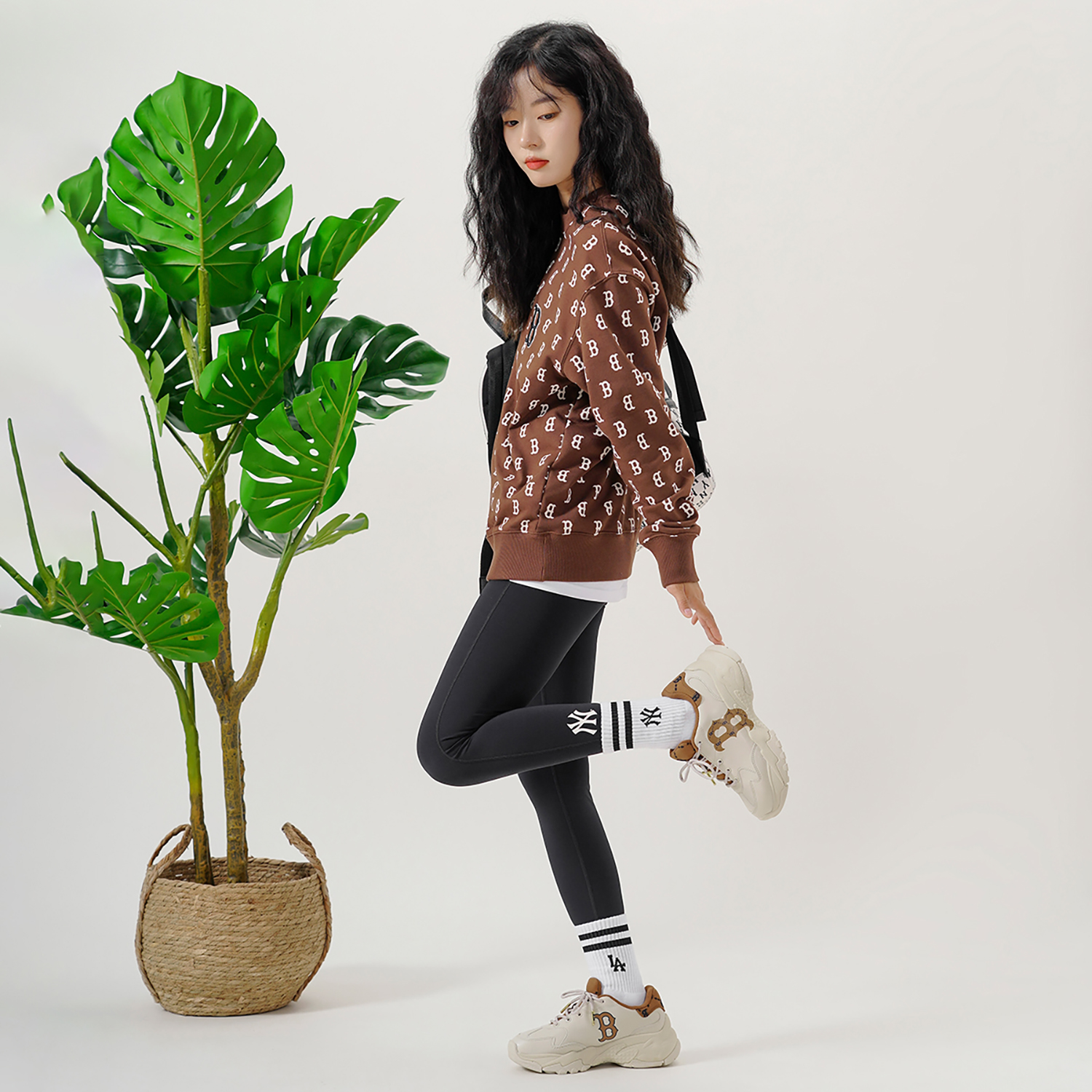 Sizing MLB厚底鞋‘复古字母米色’ 3ASHCDM2N-43BGD