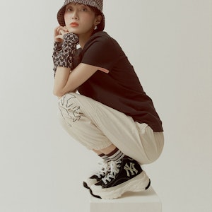 MLB 청키 하이 '뉴욕 양키스' 블랙 캔버스 (편안한 굽) 32SHU1111-50L 1