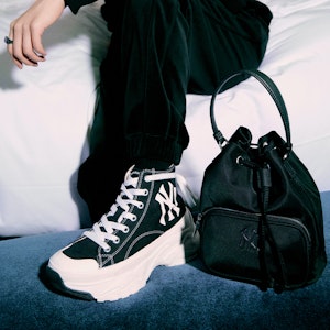 MLB 청키 하이 '뉴욕 양키스' 블랙 캔버스 (편안한 굽) 32SHU1111-50L 2