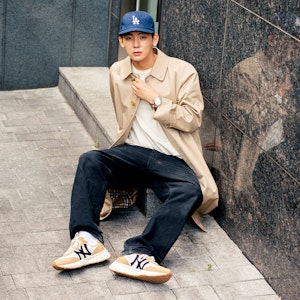 MLB 纽约洋基队卡其色厚底慢跑鞋 32SHX1111-50B 4