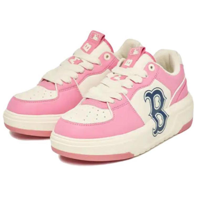 Lookbook MLB 基础厚底纽约洋基队防滑减震耐磨粉色低帮板鞋 男女同款