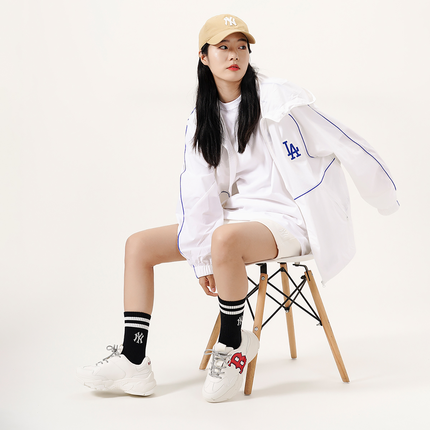 Sizing MLB 厚底休閒 增高 低筒 老爹鞋 男女同款 白紅