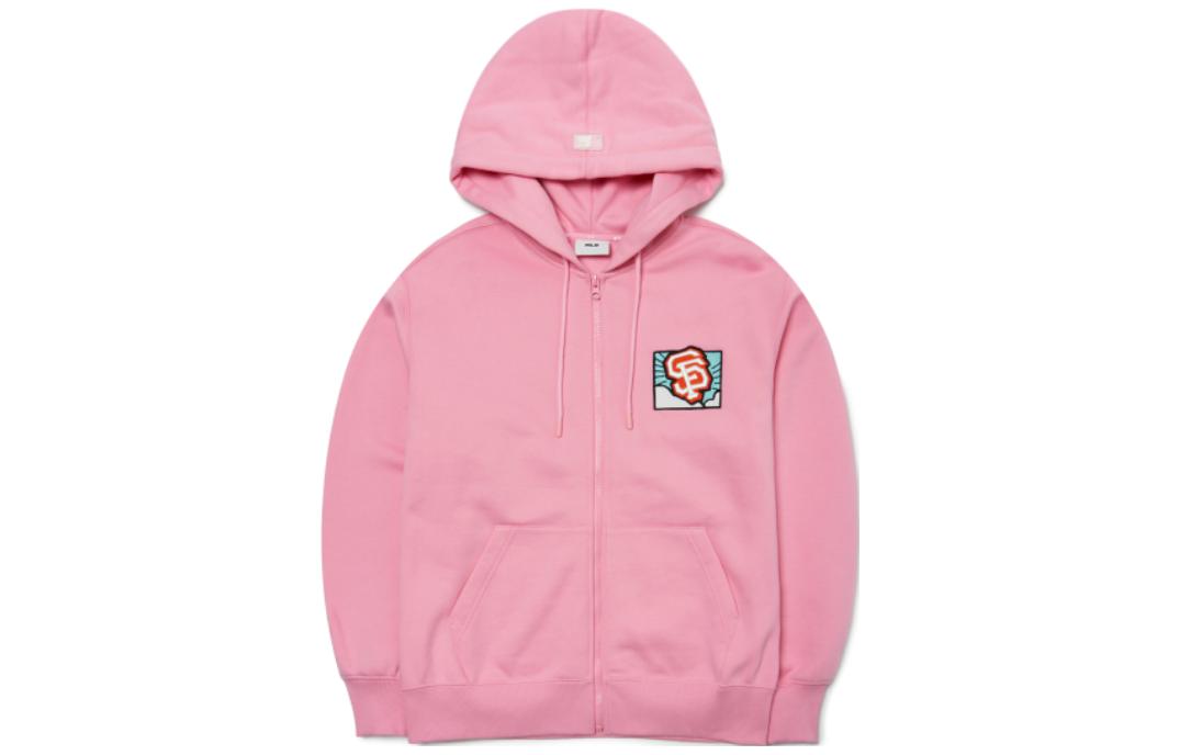 MLB City Overfit FW22 Pink Logo Zip-Up Jacket Unisex Long-Sleeve Sweatshirt 3ATRC0126-14PKS
