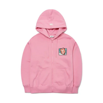 MLB City Overfit FW22 Pink Logo Zip-Up Jacket Unisex Long-Sleeve Sweatshirt 3ATRC0126-14PKS