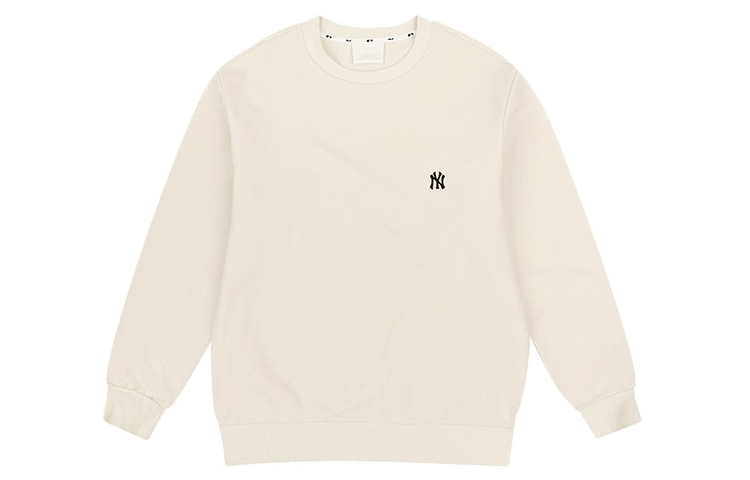 MLB Classic Loose-Fit Small Logo Ivory White Unisex Long Sleeve Sweatshirt 31MT02941-50I